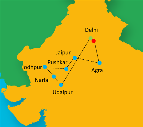 Luxury Rajasthan Route Map