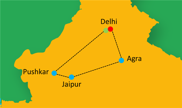 Golden Triangle with Pushkar Fair Map