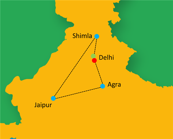 Golden Triangle with Shimla Map