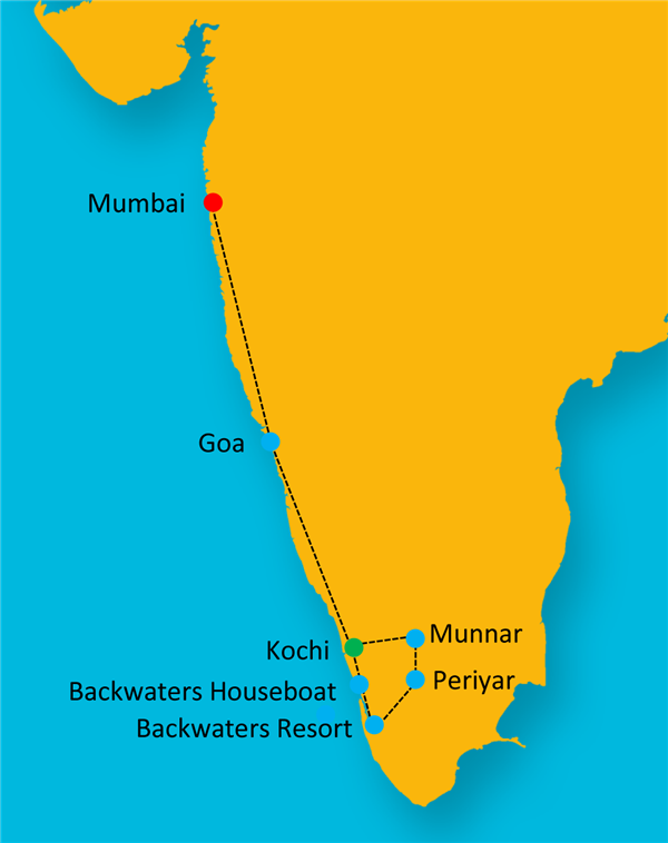 Serene Kerala With Goa & Mumbai