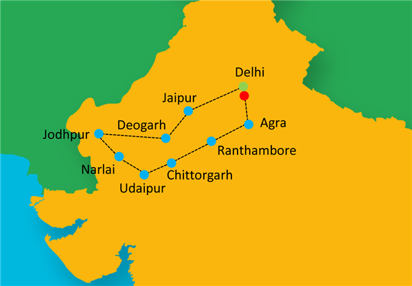 Heritage Rajasthan Tour Map